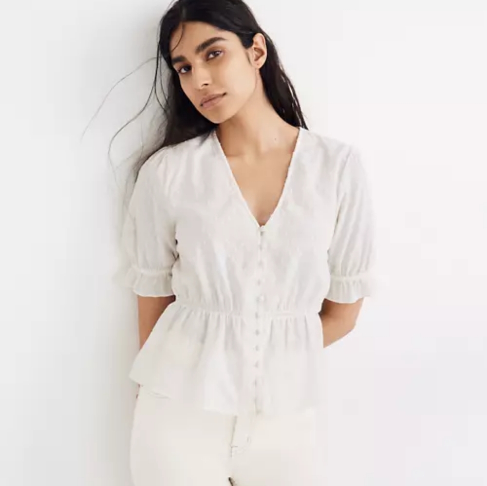 Madewell V-Neck Peplum Popover Top
